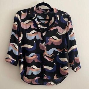Vibrant Camo Button-Up‎ Blouse
